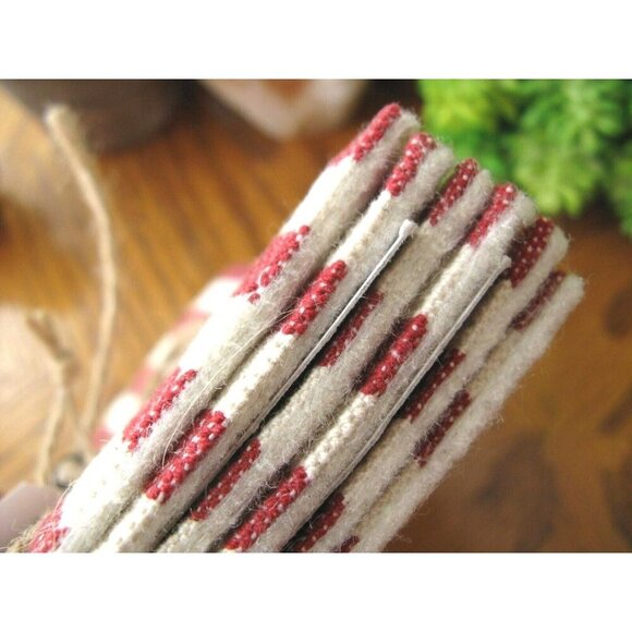 New Rustic American Red & White Stripe Fabric Coasters Set of 6 w/ Flag Tag - Picture 7 of 9